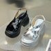 European Station Slope Heel Sandals Women's Small Muffin Platform Crossed With Silver Roman Shoes_vogvips.com