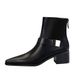 578-1 Vintage Style Short Knight With Chunky Mid-Heel, Belt Buckle, Metal Decoration, Pointed Toe, Winter Women's Ankle_vogvips.com