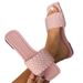 Large Size Flat For Women For Outdoor Wear, Casual And Simple, Solid Color With Woven Strap_vogvips.com