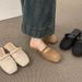 Breathable Woven Closed-Toe Half Slippers For Women, Summer Outdoor Wear, Comfortable Flat Slip-On Lazy Sandals_vogvips.com