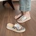Weiwei Women's One Strap Sandals 568 1 Thick Sole Platform Woven Design Height Increasing 2025 New Style_vogvips.com