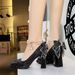 9983-H80TP Sweet Pearl Strap High Heels Women's Water Diamond Bow Square Head Waterproof Platform Coarse Straw Shoes_vogvips.com