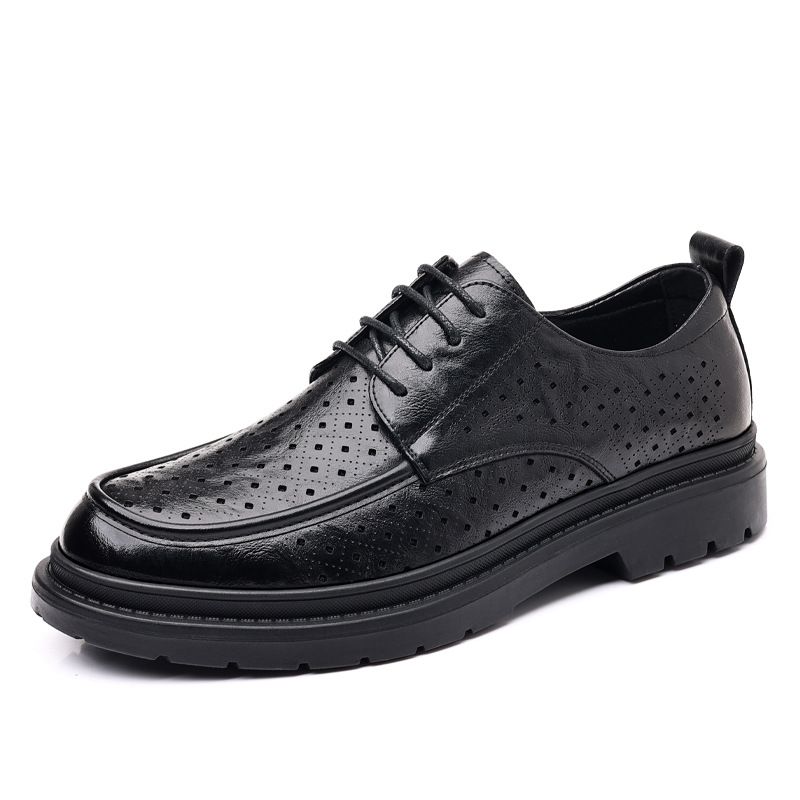 Men's Summer Breathable Leather Shoes British Style Casual Comfortable Footwear_vogvips.com
