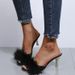 Slippers High-heeled Furry Fashion Slippers For Women, Foreign Trade, Large Size, Elegant Open-toe Sandals With_vogvips.com