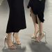 08 Women's Sandals Silver Gorgeous One-Strap 2026 New Summer French Fashion Versatile Black Stiletto High Heels_vogvips.com