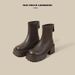 Stretch Martin For Women 2025 Autumn Winter New Short Fashion Versatile Slimming Petite Chunky Heel Slim Boots_vogvips.com