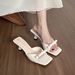 Niche Genuine Leather Bow High-heeled Women's French Small Mueller Half-slippers Sandals_vogvips.com