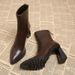 Women's Pointed Toe Ankle Boots With Chunky Heel - Stretchable French-Inspired Slim Boots For Fall & Winter Petite Slim Boots, Stretchy Martin Boots_vogvips.com