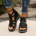 New Summer Sandals For , Soft Leather Wedge Heel With Rhinestones, Thick-Soled Roman Sandals, Elegant_vogvips.com