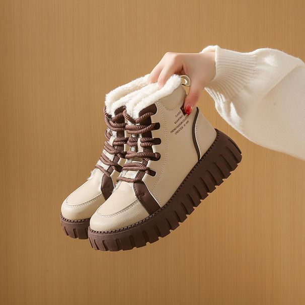Tide Velvet Martin Boots Women's Casual Thick-soled Heightening Student Thermal Locomotive Boots_vogvips.com