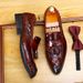 Crocodile embossed leather shoes new formal single shoes men's British men's shoes fringe casual leather shoes Plus size fashion shoes_vogvips.com