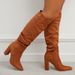 Plus-size Black Gauze Fashion Pointy Boots For Women With Thick Heels_vogvips.com