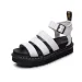 Women Black Leather Platform Gladiator Sandals Multi Strap Ankle Buckle Adjustable Yellow Stitch Chunky Open Toe Summer_vogvips.com
