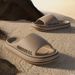 Feslishoet Women Letter Slippers Beach Slides Solid Color Mens Thick Sole Indoor Bathroom Anti Slip Shoes Summer Couple_vogvips.com