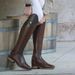 Women's Shoes Large Size Round Toe Black Artificial PU Splicing Color Difference Thick Heel Spot High Tube Rear Zipper Knight Boots_vogvips.com