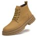 Big Yellow Boots Martin Boots Fleece Thermal Short Boots Medium Tube Large Size Boots Leather Splicing Casual Boots_vogvips.com
