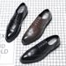 Men's Brogue British Business Formal Wedding Groom Height Increasing Leather Shoes Youth Carved Pointed Toe Lace-up_vogvips.com