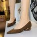 8302 French Retro Pointed Toe Suede Low Shallow Mouth Hollow Heel Pedicure Single Everyday Versatile Elegant Women's_vogvips.com