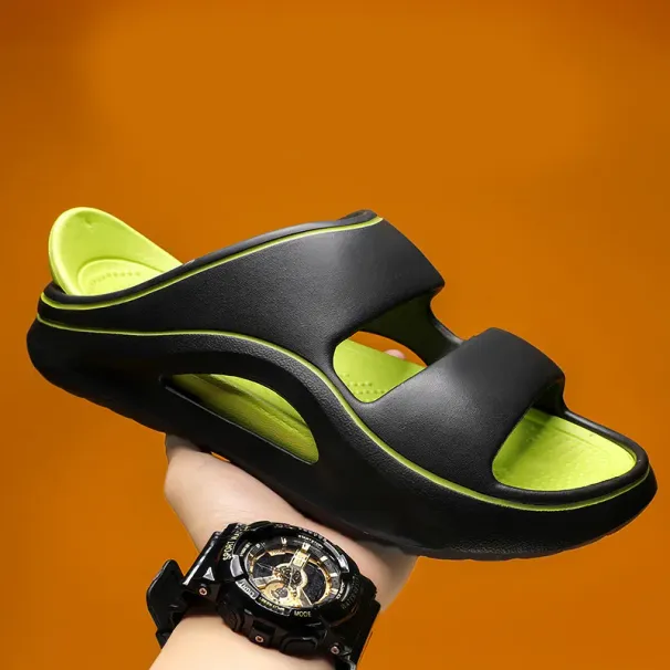 Two-colour Soft Thick Bottom EVA Tread Shit Feeg Outdoor Two Wear Sandals Slippers Men's Non-slip One Word Drag Beach_vogvips.com