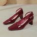 Red High Heels Chunky Heel Comfortable 2025 New Style Elegant OL Formal Work Square Toe Shallow Mouth Single Shoes_vogvips.com