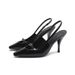 High Heels 2022 French Style New Versatile Summer Stiletto Patent Leather Black Work Sandals For Women_vogvips.com