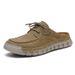 Men's Leather Shoes 2026 Spring Wide Fit Size 46 Casual Sandals Lightweight Non-Slip British Style Soft Sole Half Slippe_vogvips.com