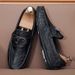 SHLIANG Fashion Men's Slip-On Soft-Soled Driving Shoes Comfortable Round-Toe Business Casual Leather Shoes Breathable Upper Slip-On Loafers X0008_vogvips.com