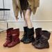 Western Style Women's 2025 New Autumn Versatile Pleated Long Lace-up Square Toe Riding Boots_vogvips.com
