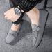Men's Simple Single Shoes Casual Work Shoes New Microfiber Leather Suede Rubber Sole Pure Handmade Bean Shoes_vogvips.com