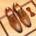 Business Casual Men, Cowhide Hollow Leather Shoes, Simple British Style Breathable Surface Soft Sole Men's Shoes For_vogvips.com