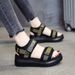 Sports Sandals Women 2024 Summer New Red Pine Cake Thick Platform Flat Pregnant Women Soft Soled Beach Shoes_vogvips.com