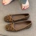 Korean Version Of Square Head Leopard Print Single Shoes Women's 2026 Popular French Bow With Skirt Ballet Evening Shoes_vogvips.com