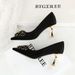 1818-H90 Pointed High-heeled Shoes With Fine Beaded Metal Flowers, Shallow Mouthed And Comfortable High Heels Made Of_vogvips.com
