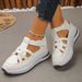 2026 Summer New European And American Style Thick-Soled Women's With Hollow Design, Breathable, Velcro Closure,_vogvips.com