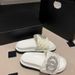 Small C Fragrance Brand Style Flat For Women Cross Strap Quilted Magic Tape Height Increasing One-Word Slippers San_vogvips.com