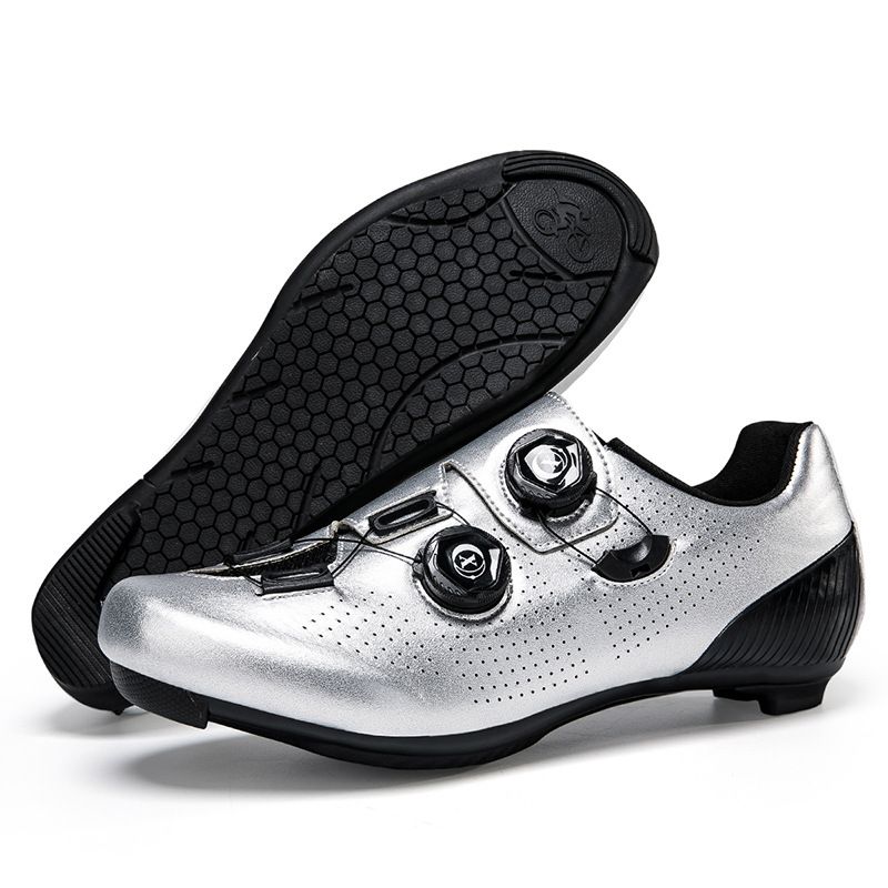 New Style Cycling Shoes With Locks, Double Buckle Lock Shoes, Men's And Women's Road Bicycle Power Shoes, Hard Bottom Mountain Bike Rubber Bottom_vogvips.com