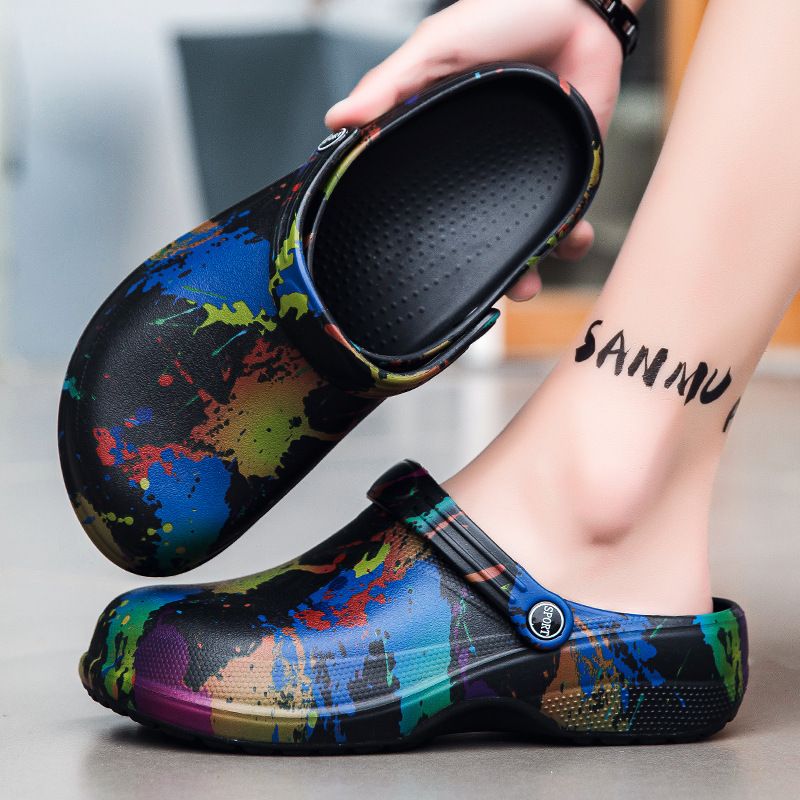 Men's Summer Baotou Printed Beach Sandals Men Sports Outside Wear Home Beach Slippers_vogvips.com