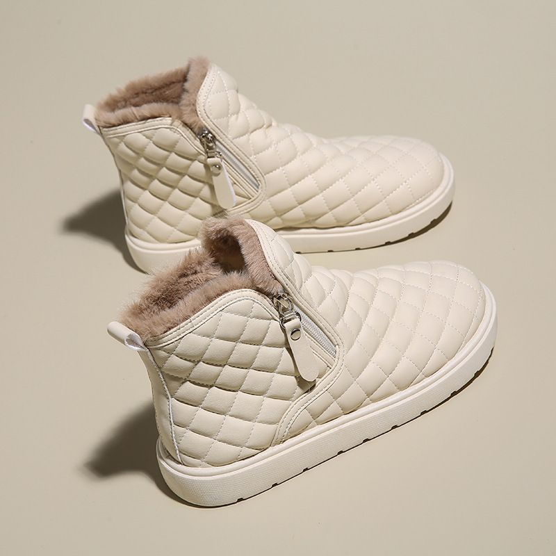Women's Winter Fleece-Lined Loafers 2025 New Anti-Slip Thick-Soled Snow Short Boots Warm Cotton Shoes RM882_vogvips.com