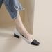 Women's French Pointy High Heels Small Fragrance Black And White Color Temperament Thick Heel Shoes Big Size_vogvips.com
