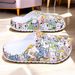 Flat Indoor Slippers Printing Soft EVA Soles Adjustable Strap Easy-On Nurse Comfortable Work Clog Shoes For Women_vogvips.com