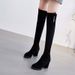 Autumn Winter Over-the-Knee For Women, Chunky Suede Slimming Elastic Lined High Heel Boots, Women's Long Boots_vogvips.com
