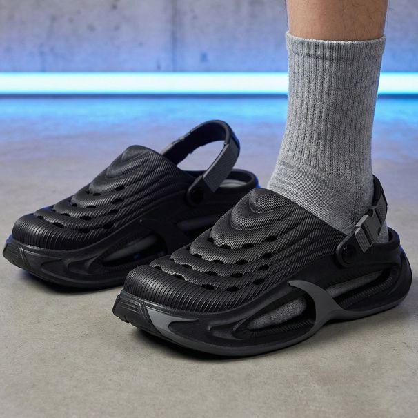 Men's Thick Sole Clogs Summer Outdoor Anti-Slip Wear-Resistant Deodorant Casual Driving Beach Sandals Slip-Ons Two-Wear_vogvips.com