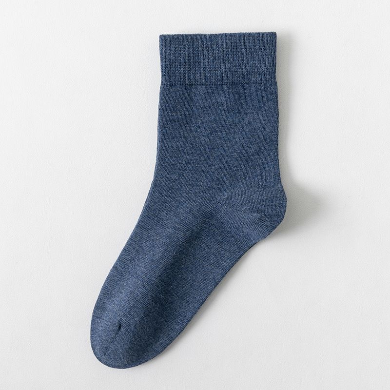 Men's Socks Autumn And Winter Solid Color Short Socks Cotton Socks Men's Black And White Gray Mid Tube Socks Thin High Elastic Sports Socks All Match_vogvips.com