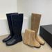 Korean High Boots For Women, Square Toe, 2024 Autumn New Long Over-the-Knee Versatile Riding Boots, Suede Slip-On_vogvips.com