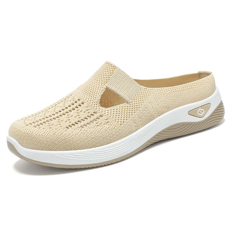 Women's Shoes Casual Shoes Breathable Bag Head Half Drag One Pedal Lazy Shoes Mesh Flying Woven Shoes Soft Sole Single Shoes_vogvips.com