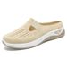 Women's Shoes Casual Shoes Breathable Bag Head Half Drag One Pedal Lazy Shoes Mesh Flying Woven Shoes Soft Sole Single Shoes_vogvips.com