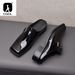 Luxury Patent Mens Half Slippers 2024 Summer New Designer Black Genuine Leather Man Casual Party Business Shoes_vogvips.com