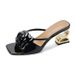 Flower Hollow For Women High One Strap Outdoor Fashion Thick Heel Half Support Square Toe New Style Sandals Slippers_vogvips.com