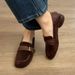 2026 Spring New Vintage Style Round-Toe Flat Loafers For Women, Versatile And Comfortable Suede Woven Slip-On Women's_vogvips.com