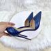 Size33-46 Women's Shoes Blue Snake Pattern High Heels 12CM Pointed Stiletto Hollow Women's Shoes Single Shoes_vogvips.com